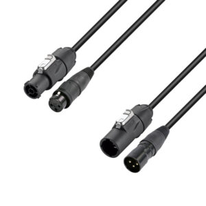 ADAM HALL Hybrid cable | Mains & DMX | XLR 3-pin x X Series IP65 | 3 m